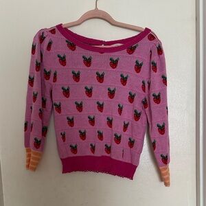 LoveShackFancy Pink Strawberry Knit Sweater size small